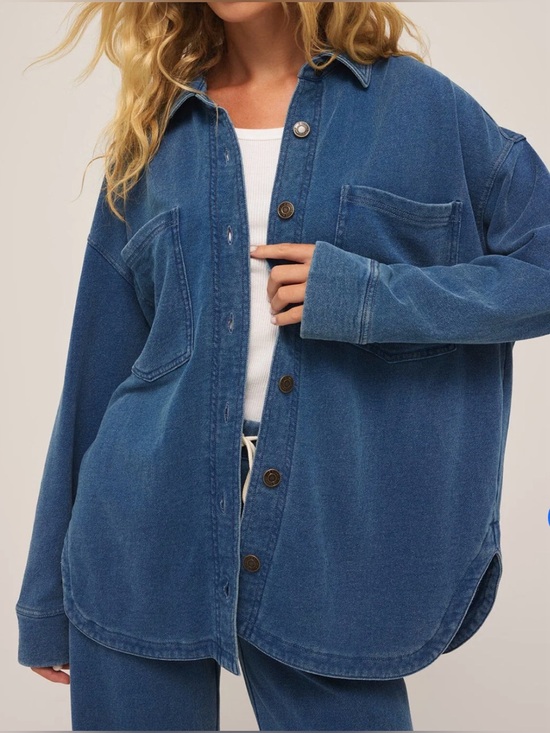 Z Supply Jackets & Blazers - Z Supply All Day Knit Denim Jacket Vintage Indigo Button Front Shacket